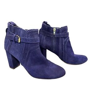 Dolce Vita | Blue Suede Thora Block Heel Ankle Booties Size 8.5
